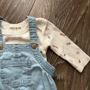 Rabbit Bear 0-3 months bodysuit + Cat and Jack overall Styled outfit
